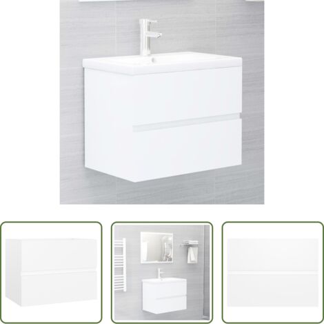Armario de baño -  Armario para lavabo madera contrachapada blanco 60x38,5x45 cm