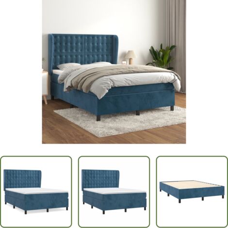 vidaXL Cama box spring - Cama box spring con colchón terciopelo azul ...