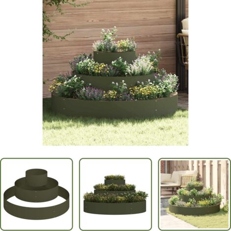Macetero de acero -  Maceta para Jardín Verde Oliva 120 x 120 x 20 cm