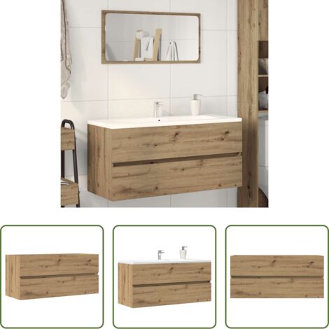 Armario de lavabo -  Armario lavabo madera ingeniería roble artisan 100x38,5x45 cm