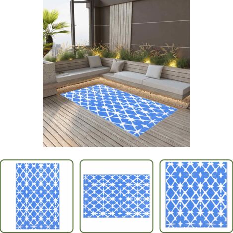 vidaXL Alfombra de terraza -  Alfombra de exterior ARAKIL azul y blanca 80x150 cm PP