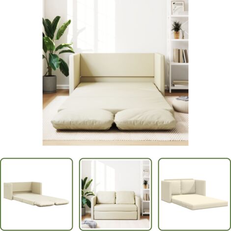 vidaXL Cama de suelo -  Sofá cama de suelo 2 en 1 cuero sintético crema 112x174x55 cm