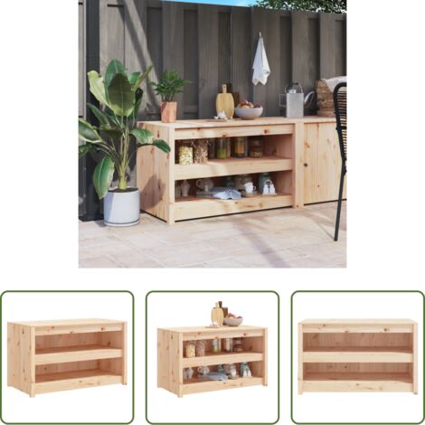 Mueble de cocina exterior - Mueble de cocina de exterior MEPPEL madera maciza de pino 106x55x64 cm