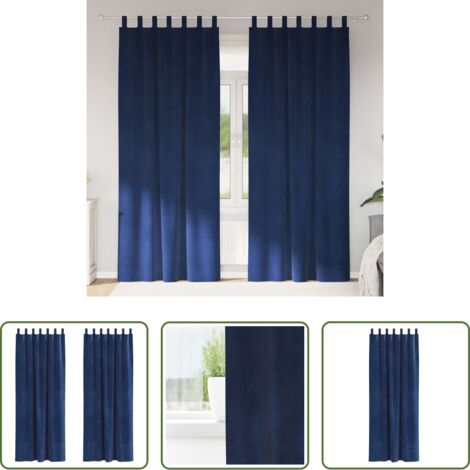 vidaXL Cortinas azul oscuro -  Cortinas opacas 2 pcs Azul Oscuro 140 x 260 cm Terciopelo