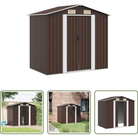vidaXL Caseta de almacenamiento -  Caseta de almacenamiento jardín acero marrón 204x132x186 cm