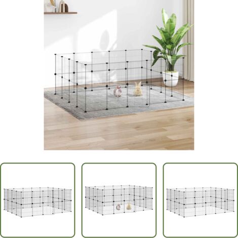 vidaXL Jaula para gatos -  Jaula para mascotas de 36 paneles puerta acero negro 35x35 cm