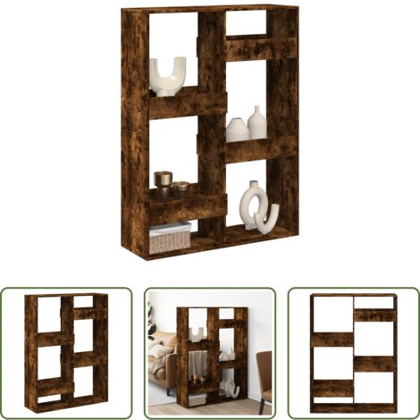 vidaXL Estantería de oficina - Separador de ambientes madera roble ahumado 100x33x135 cm