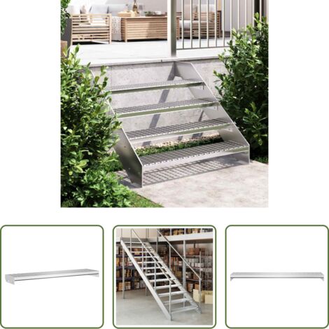 Escalera de acero -  Peldaño de rejilla acero galvanizado 100x24x7 cm