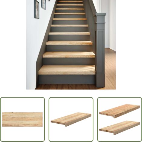 Peldaños de madera - Peldaños escalera 2 uds sin tratar 70x30x2 cm