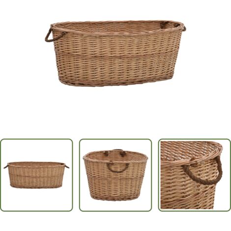 Cesta de mimbre -  Cesta para leña con asas de transporte sauce natural 88x57x34cm