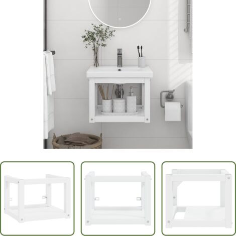 Soporte de baño -  Estructura de lavabo suspendido hierro blanco 40x38x31 cm