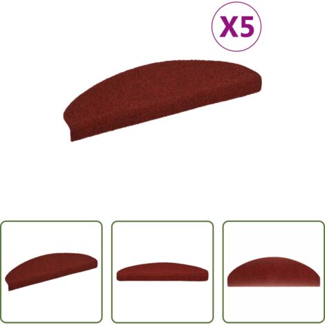 Tapetes para escaleras -  Felpudos autoadhesivos para escaleras, 5 unidades, 65 x 21 x 4 cm, color burdeos, semicirculares, grandes