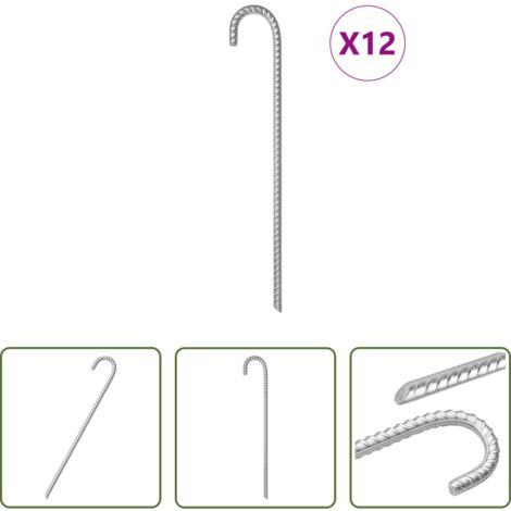 Clavijas para acampar -  Clavijas para tienda 12 uds acero galvanizado 41,5 cm Ø12 mm