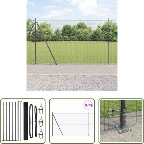 vidaXL Postes para terraza -  Poste de Valla Gris 10 x 1,4 m (malla de 25 x 25 mm)