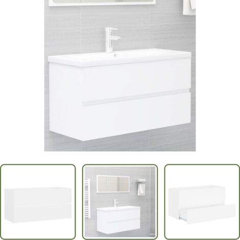 vidaXL Almacenamiento de baño -  Mueble de lavabo madera de ingeniería blanco 90x38,5x45 cm