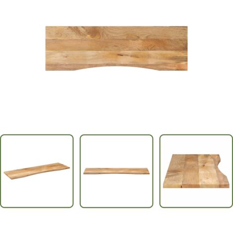 vidaXL Mesa de ordenador -  Tablero escritorio con curva madera mango rugosa 160x50x2,5 cm