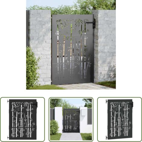 Puerta de jardín con cerradura - Puerta de jardín con cerradura Negro 85 x 125 cm