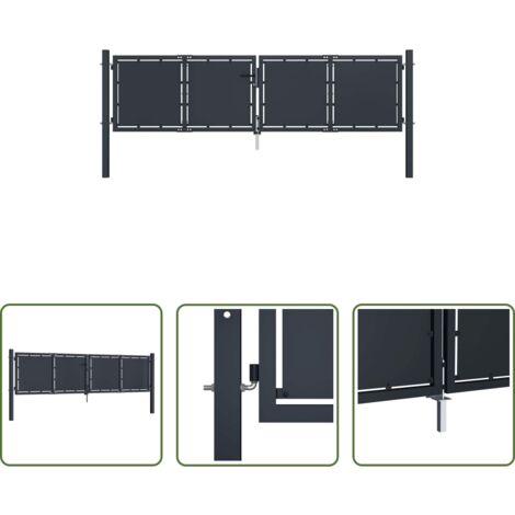 vidaXL Puerta de cerca -  Puerta de jardín de acero 300 x 75 cm antracita