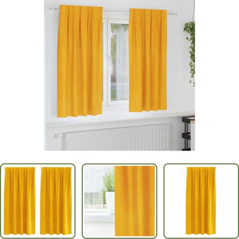 Cortinas de terciopelo -  Cortinas opacas 2 pcs Amarillo Mostaza 140 x 175 cm Terciopelo
