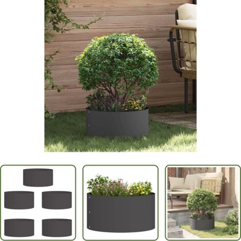 vidaXL Macetero moderno -  Anillo para maceta 5 pcs Negro 40 x 40 x 20 cm