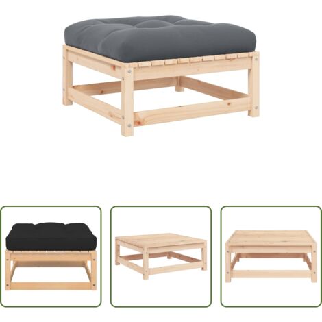 Cojín de madera -  Taburetes de jardín con cojines madera maciza de pino