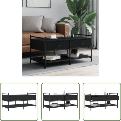 Mesa de salón -  Mesa de centro madera de ingeniería negro 99x50x50 cm