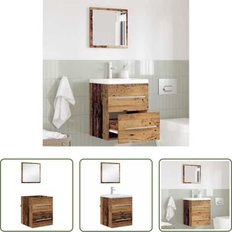 vidaXL Cajón de baño -  Juego de muebles de baño con cajón Marrón 41 x 38,5 x 48 cm