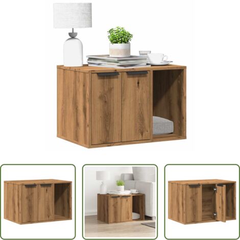 vidaXL Arenero para gatos -  Mueble arenero para gatos madera ingeniería artisian 60x40x40cm