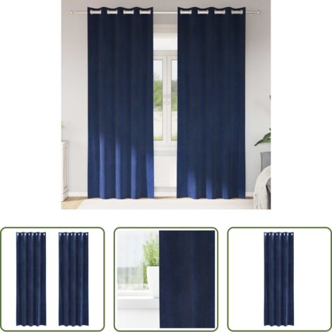 vidaXL Cortinas azul oscuro -  Cortinas opacas 2 pcs Azul Oscuro 140 x 225 cm Terciopelo