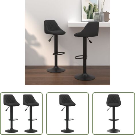 vidaXL Taburetes ajustables -  Taburetes de cocina 2 unidades terciopelo negro