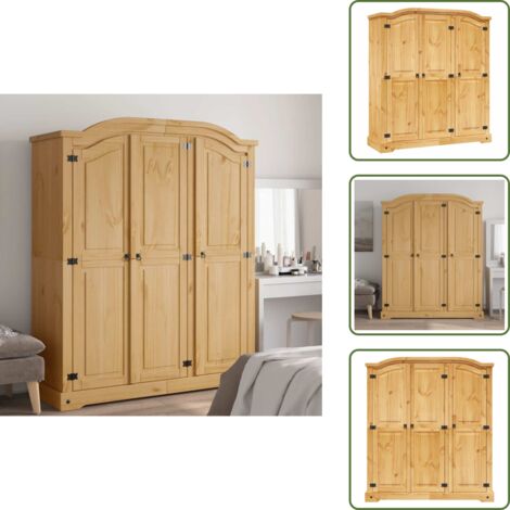 Armario de madera maciza - vidaXL Armario madera de pino Mexicano estilo Corona 3 Puertas - Armario de pino mexicano