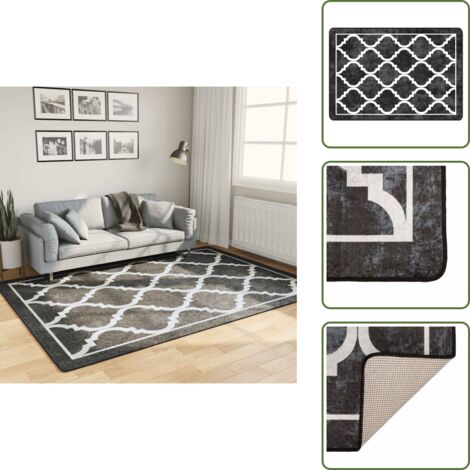 Alfombra de casa - vidaXL Alfombra lavable negro y blanco 160x230 cm - Alfombra de baño
