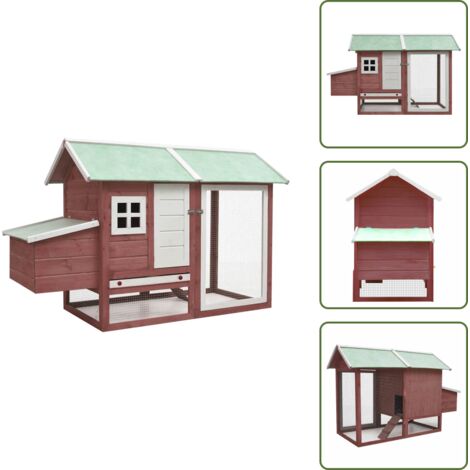Gallinero con techo verde - vidaXL Gallinero madera maciza de pino y abeto moca 170x81x110 cm - Gallinero con rampa