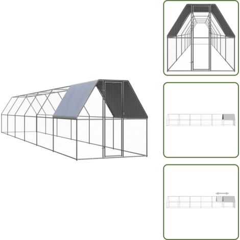 Gallinero de acero galvanizado - vidaXL Jaula gallinero de exterior de acero galvanizado 2x12x2 m - Jaula para aves