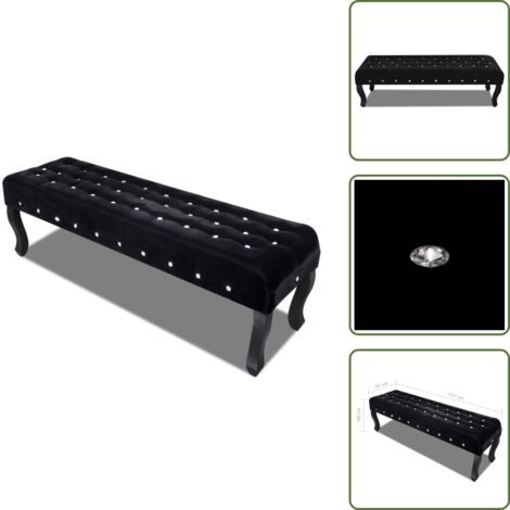 Banco de madera - vidaXL Banco de terciopelo negro con botones de cristal -