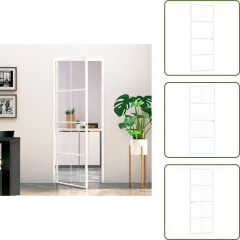 Puerta de interior moderna - vidaXL Puerta de interior vidrio templado y aluminio blanco 76x201,5cm - Puerta de interior blanca
