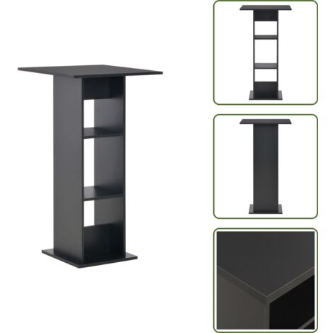 Mesa de bar de madera - vidaXL Mesa de bar color negro 60x60x110 cm - Mesa de bar con estantes