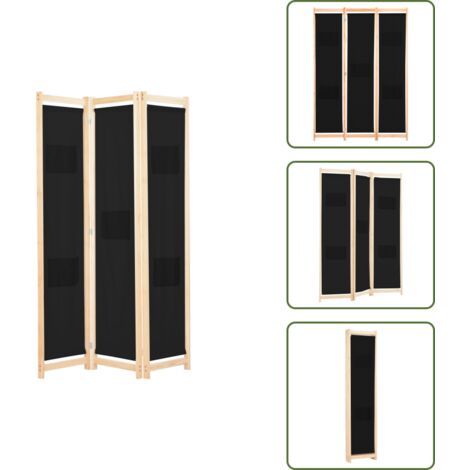 Biombo negro - vidaXL Biombo divisor 3 paneles de tela negro 120x170x4 cm - Biombo 3 paneles