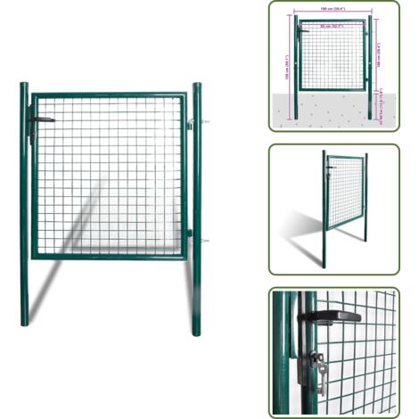 Puerta de seguridad - vidaXL Puerta de valla individual de 100x100 cm acero con recubrimiento en polvo - Puerta de jardín con recubrimiento en polvo