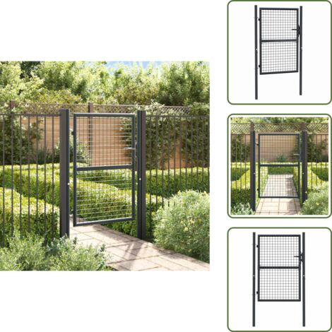 Puerta de jardín 100 x 125 cm - vidaXL Puerta de jardín de malla acero galvanizado 100 x 125 cm gris -