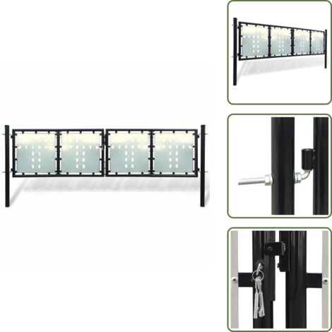 Puerta de valla metálica - vidaXL Puerta de valla individual negra de 300x100 cm - Puerta de jardín negra