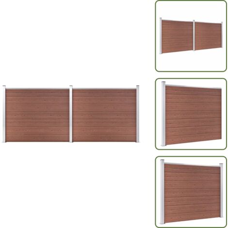 Valla residencial - vidaXL Set de panel de valla WPC marrón 353x146 cm - Valla modular