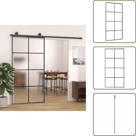 Puerta corredera negra - vidaXL Puerta corredera aluminio y ESG vidrio negra 102,5x205 cm - Puerta corredera con cristal