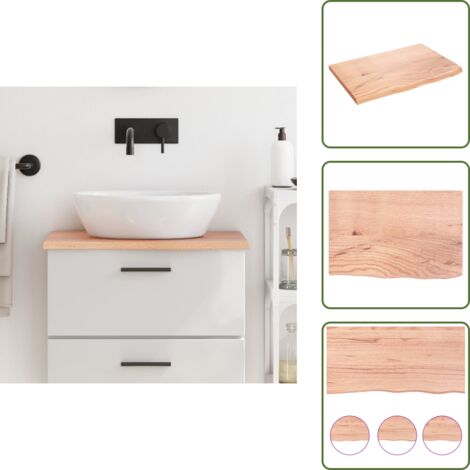 Roble - vidaXL Encimera de baño madera maciza tratada marrón claro 60x40x2 cm - Encimera de tocador