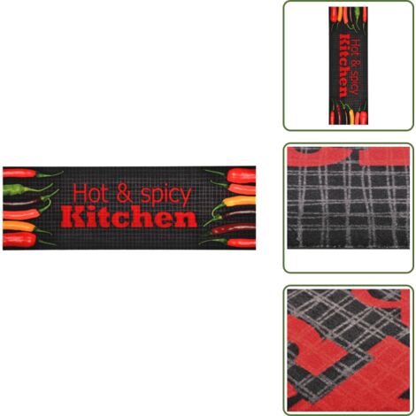 Alfombra de cocina con diseño Hot & Spicy - vidaXL Alfombra de cocina lavable Hot & Spicy 60x300 cm - Alfombra antideslizante