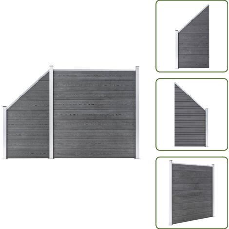 Valla de jardín - vidaXL Set de valla 1 cuadrada + 1 oblicua WPC gris 273x186 cm - Valla modular