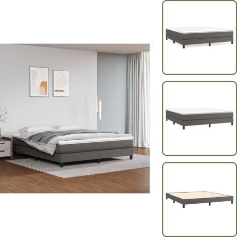 Cama gris - vidaXL Estructura de cama con somier cuero sintético gris 160x200 cm - Cama con patas