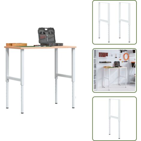 Banco de trabajo gris - vidaXL Estructura de banco de trabajo 2 uds metal 55x(69-95,5)cm gris - Estructura de mesa