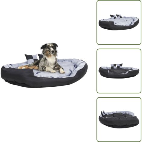 Cojín para mascota - vidaXL Cojín para perro reversible y lavable gris y negro 150x120x25 cm - Cojín para perro gris y negro