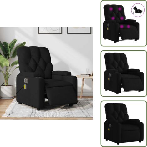 Masaje de vibración - vidaXL Sillón reclinable de masaje eléctrico tela negro - Asiento cómodo